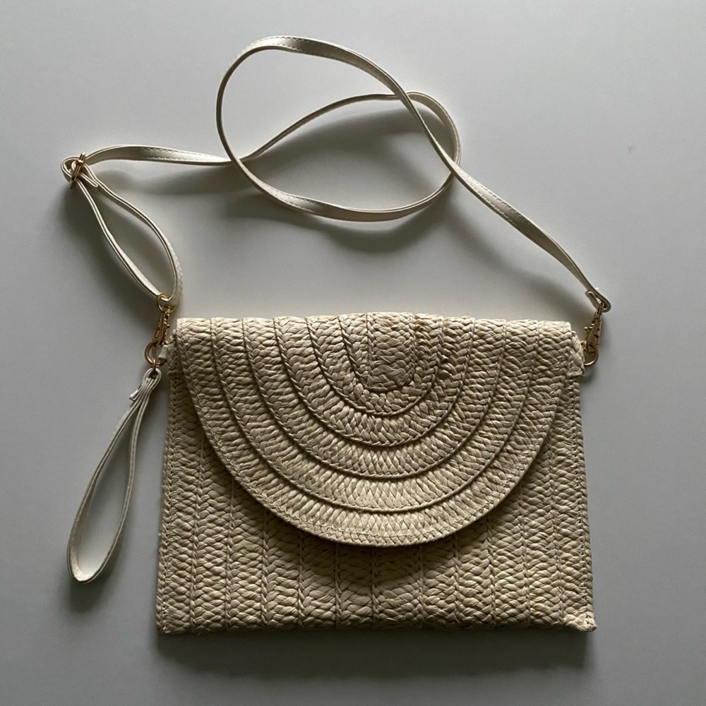 Woven Summer Clutch with detachable crossbody strap